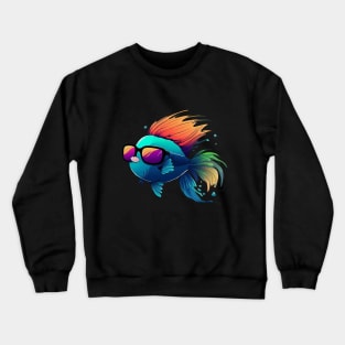 COOL BETTA FISH WITH SUNGLASSES Crewneck Sweatshirt